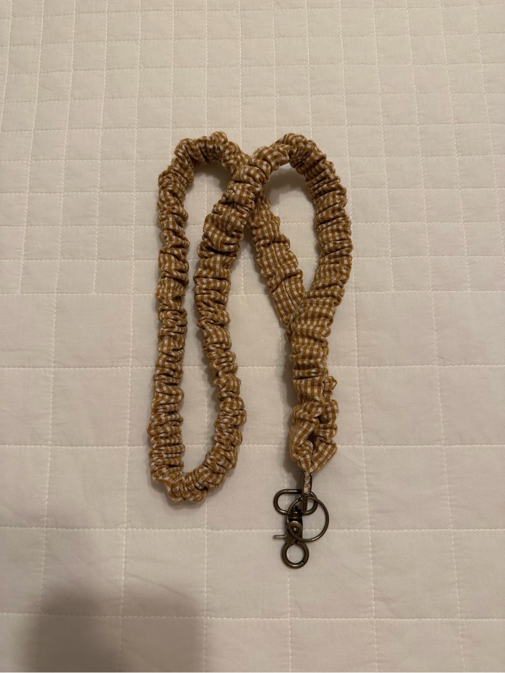 ANDI Brown Gingham Scrunchy Lanyard